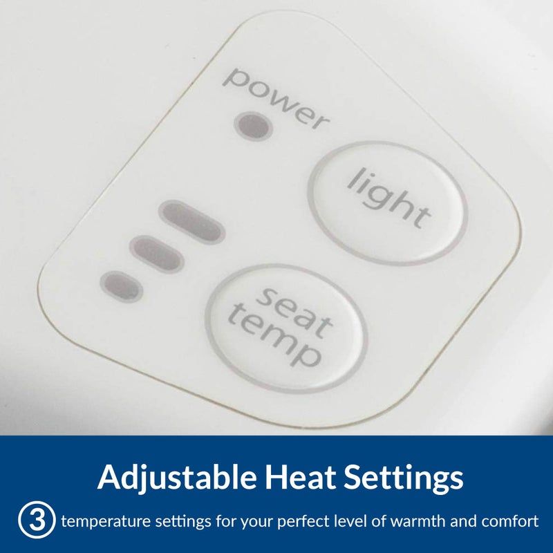 Bemis Radiance Heated Night Light Toilet Seat, Slow Close Adjustable Fit Long Lasting Plastic Seat, Round, White - Image 5